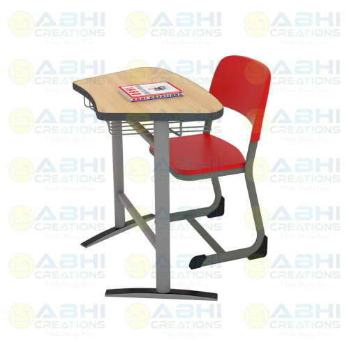 Single Desk and Chair with Wire Basket