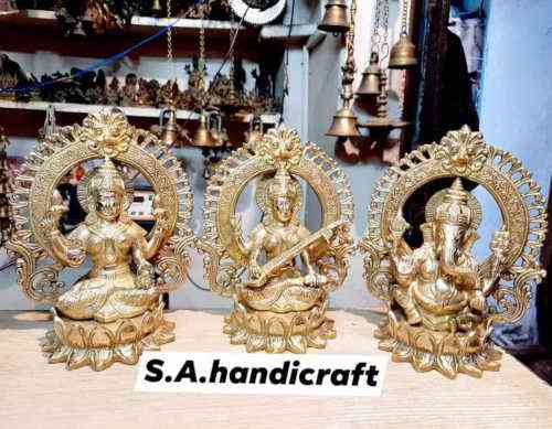 Laxmi Ganesh Saraswati Statue in Brass