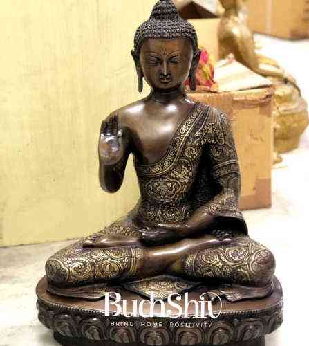 Fully Engraved Pure Brass Buddha Statue