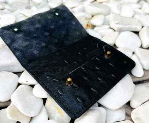 Ebony Black Leather Card Holder
