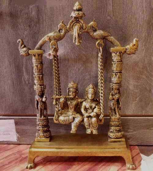 Brass Jhula with Radha Krishna