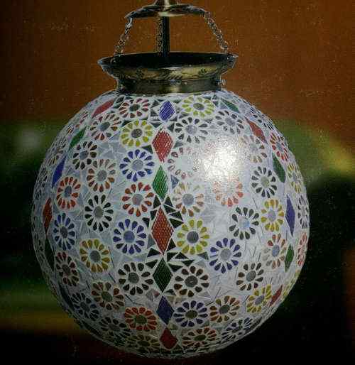 Round Mosaic Glass Hanging Light