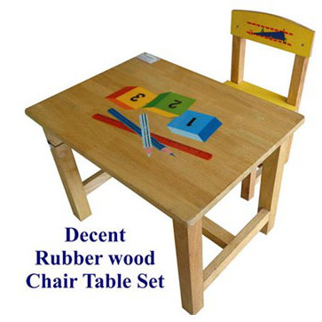 Decent Rubber Wood School Table and Chairs Set
