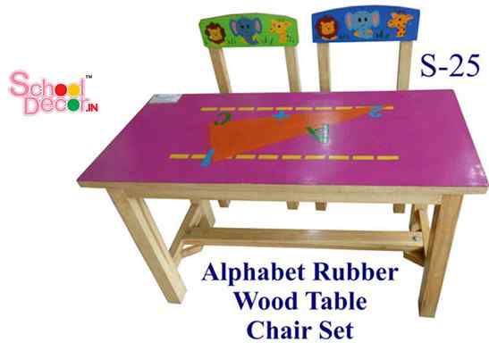 Alphabet Rubber Wood Table Chair Set