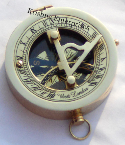 Brass Sundial Clock Compass