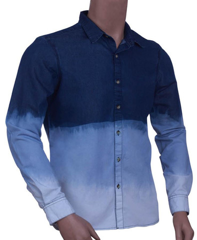 Mens 100% Cotton Poplin Long Sleeve shirt with tie and Die effect