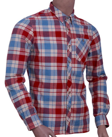 Mens 100% Cotton Yarn Dye Check  Long Sleeve Shirt