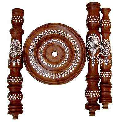 Wooden Inlaid Pedestal Folding Lamp Handicrafts
