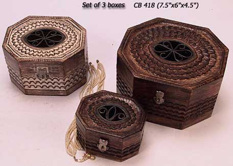 Set of 3 Wooden Boxes