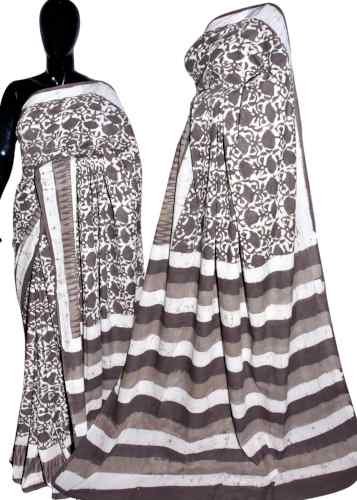 Block print cotton saree