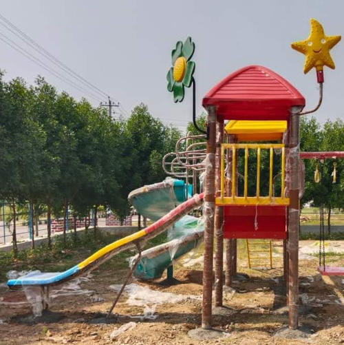 Outdoor Playground Slide with Canopy