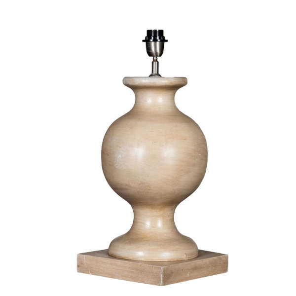 Carved Wooden Round Table Lamp