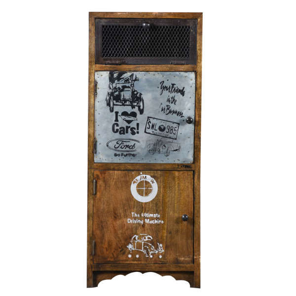 Wooden and Iron Storage Cabinet