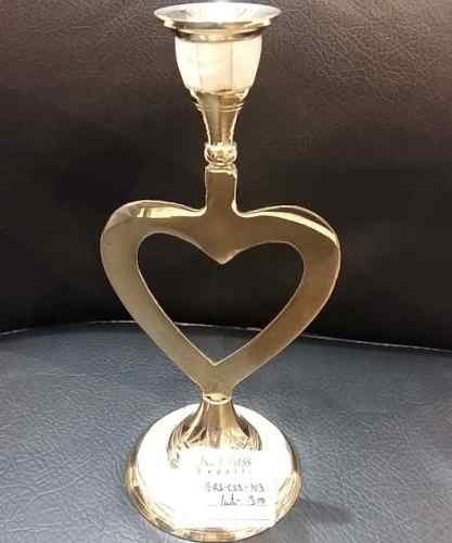 Heart Shape Brass Single Candle Holder