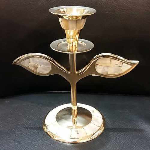 Brass Candle Holder with 2 Leaf
