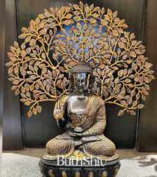 Pure Brass Buddha Statue with Tree