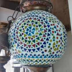 Turkish Multicolour Round Glass Mosaic Hanging Light