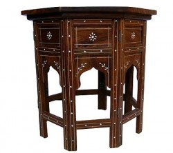 Octagonal Wooden Table Fitted With Pannel Stand