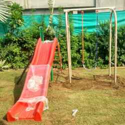 Single Playground Slide and Swing Set