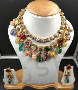Designer Kundan Necklace with Earrings